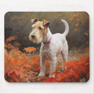 Tapis De Souris Wirefox Terrier en Feuilles d'Automne Tomber Inspi