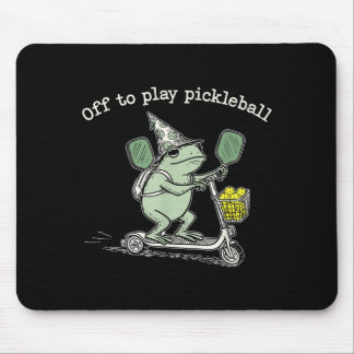 Tapis De Souris Wizard Frog Hold Racket Scooter Ride Off To Play P