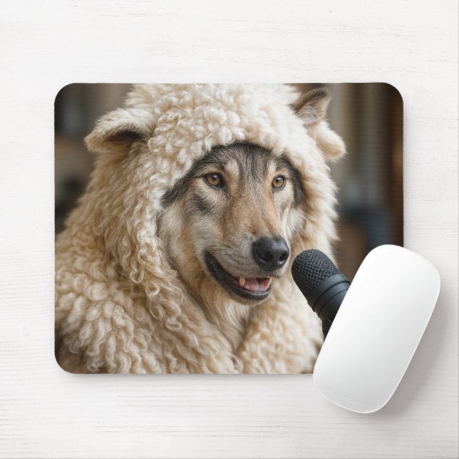 Tapis De Souris Wolf in Sheep Clothing Doing a Podcast (Avec souris)