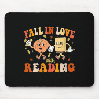 Tapis De Souris Womens Groovy Fall In Love With Reading Thanksgivi