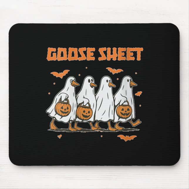 Tapis De Souris Womens Halloween Fall Goose Sheet Ghost Floral Aut (Devant)