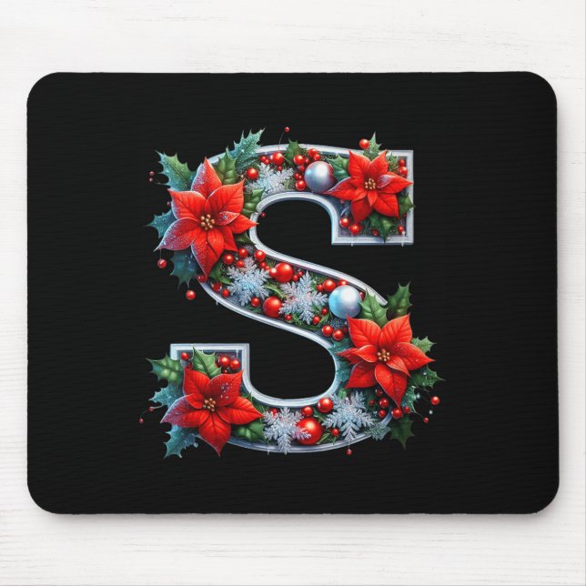 Tapis De Souris Womens Merry S Letter Insettia Snowflakes V-neck  (Devant)