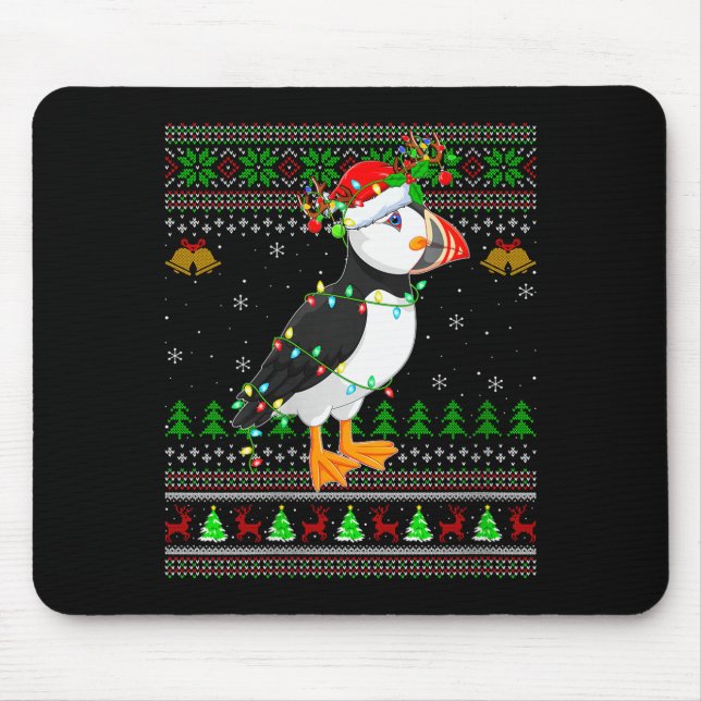 Tapis De Souris Womens Puffin Bird Ugly Christmas Sweaters Holiday (Devant)
