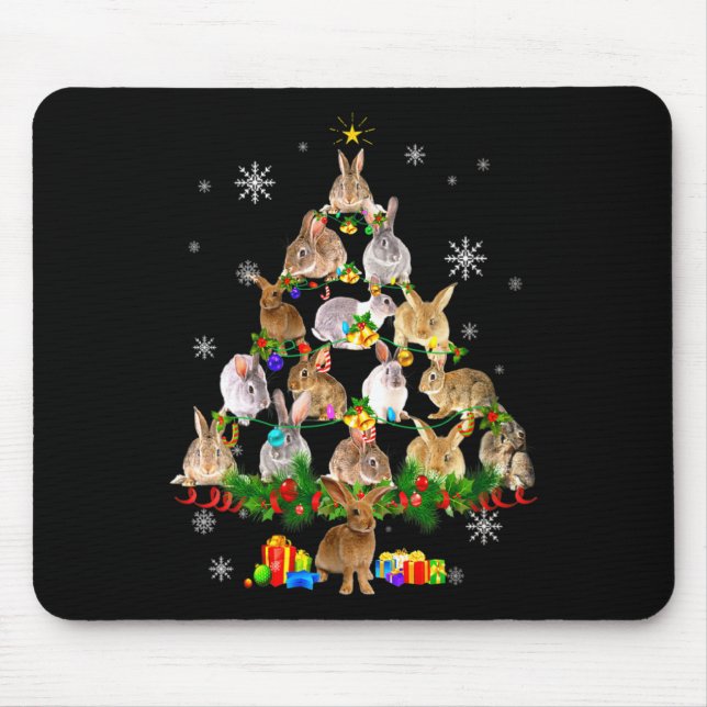 Tapis De Souris Womens Rabbit Christmas Tree Snow Funny Rabbit Xma (Devant)