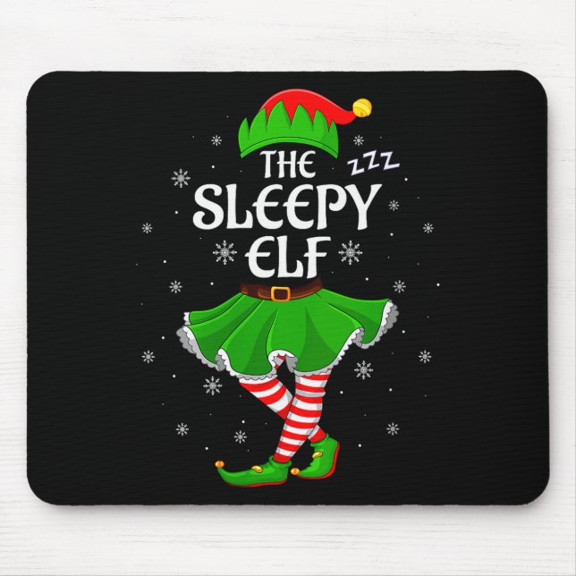 Tapis De Souris Womens Sleepy Elf Christmas Family Girls Women Elf (Devant)