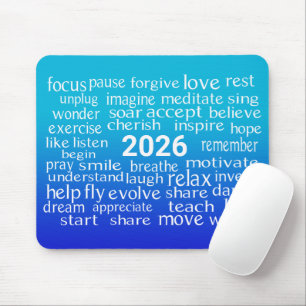 Tapis De Souris Word Cloud 2026 Sur Les teintes Bleues