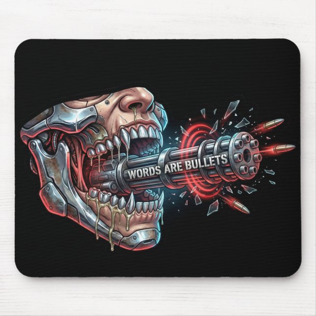Tapis De Souris Words Are Bullets – Cyberpunk Free Speech (Devant)
