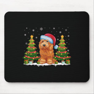 Tapis De Souris Xmas Arbre Lumière Goldendoodle Chien Santa Hat No