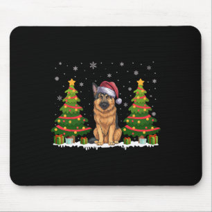 Tapis De Souris Xmas Tree illuminent le berger allemand Chien Père