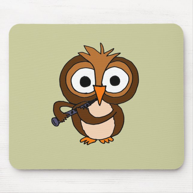 Tapis De Souris XX hibou drôle jouant la clarinette (Devant)