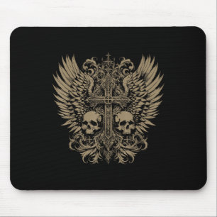 Tapis De Souris Y2k Grunge esthétique Alt Goth Skull Cross Gothiqu