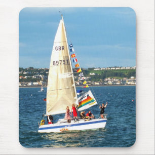 Tapis De Souris Yacht avec drapeaux