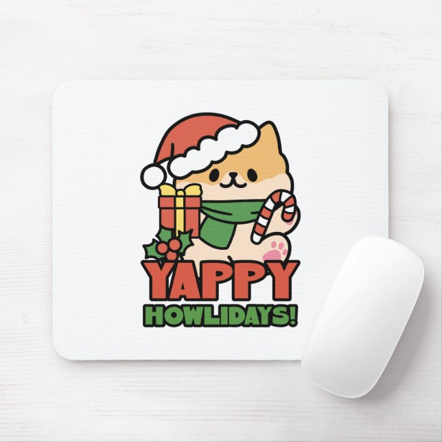 Tapis De Souris Yappy Howlidays - Jote Christmas Dog Cartoon (Avec souris)