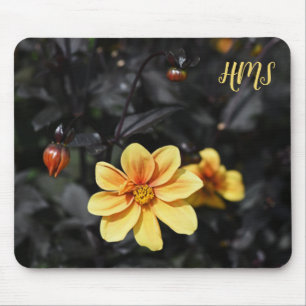 Tapis De Souris Yellow Dahlia Flowers Wisley Gardens Monongram