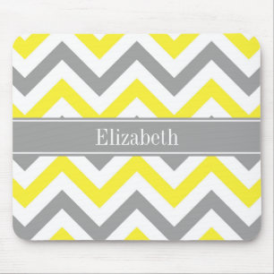 Tapis De Souris Yellow Dk Gray White LG Chevron Gray Nom Monogram