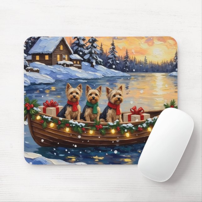 Tapis De Souris Yorkipoo Christmas Boat Holiday (Avec souris)