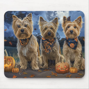 Tapis De Souris Yorkipoo Halloween Éffrayant