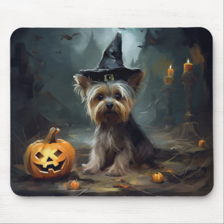 Tapis De Souris Yorkshire Terrier Citrouilles Halloween Épouvantab