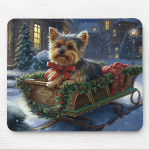 Tapis De Souris Yorkshire Terrier Saison de Noël festive