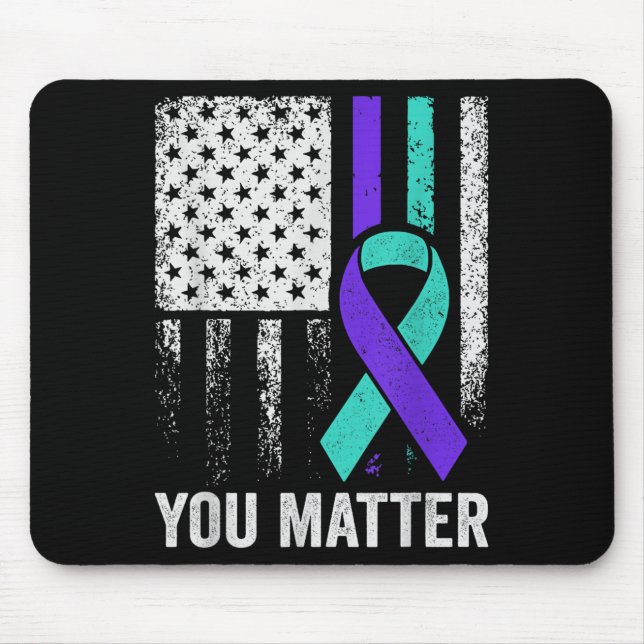 Tapis De Souris You American Flag Teal Purple Men Mental Health  (Devant)
