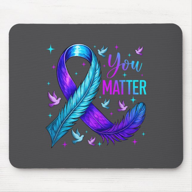 Tapis De Souris You Ribbon Bird Suicide Prevention Awareness  (Devant)