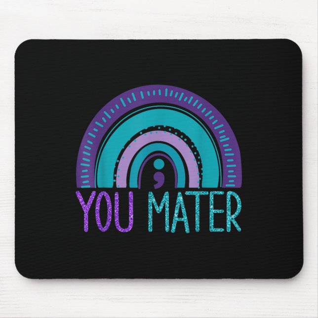 Tapis De Souris You Semicolon Suicide Prevention Purple Teal Rainb (Devant)