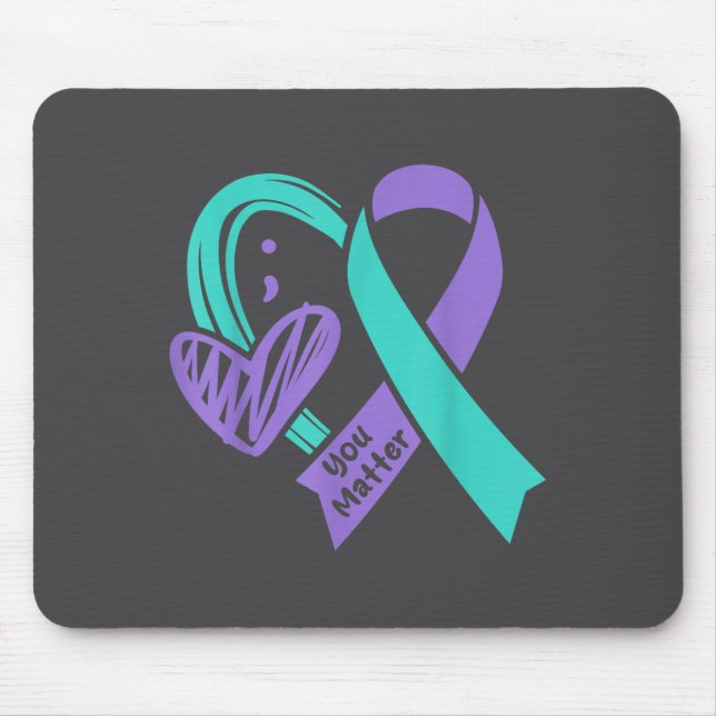 Tapis De Souris You Suicide Prevention Awareness Teal Purple Heart (Devant)
