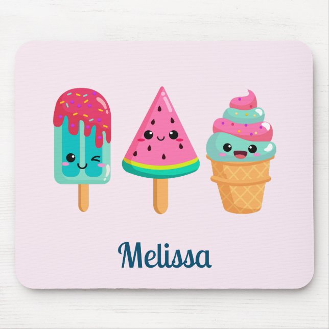Tapis De Souris Yummy Ice Cream Trio Vibe été (Devant)