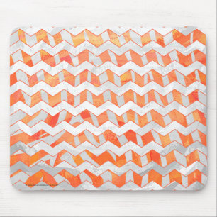 Tapis De Souris Zebra Chevron orange et blanc