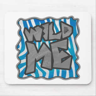 Tapis De Souris Zebra Silhouette bleu et blanc