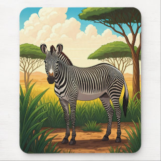 Tapis De Souris Zèbre dans la savane africaine