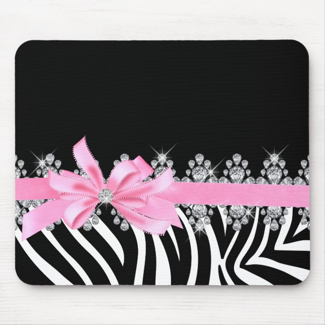 Tapis De Souris Zèbre de Delilah de diamant (rose) (Devant)