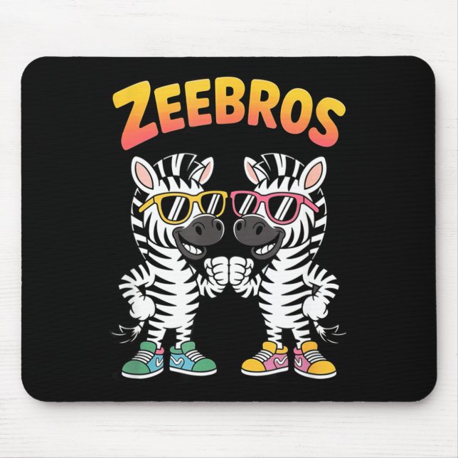 Tapis De Souris Zeebros Cute Zebra Duo Design For Zebros Lovers  (Devant)