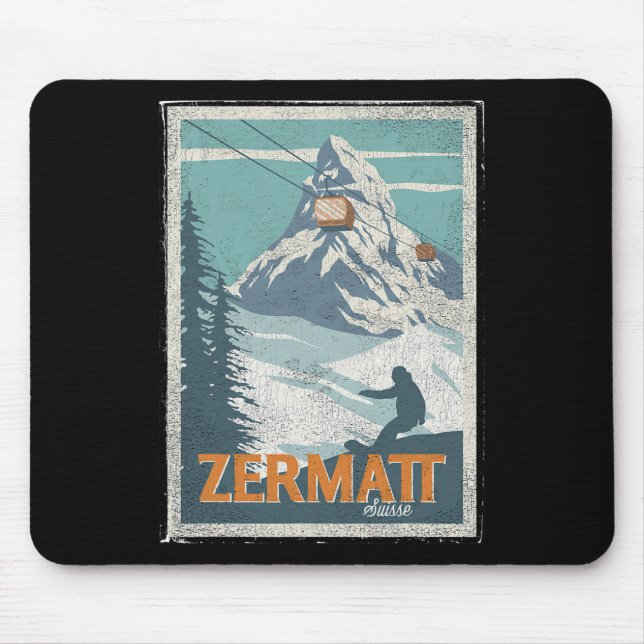 Tapis De Souris Zermatt Suisse Ski d'hiver Snowboard Ski (Devant)