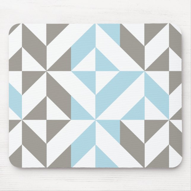 Tapis De Souris ZigZag géométrique bleu et argent (Devant)