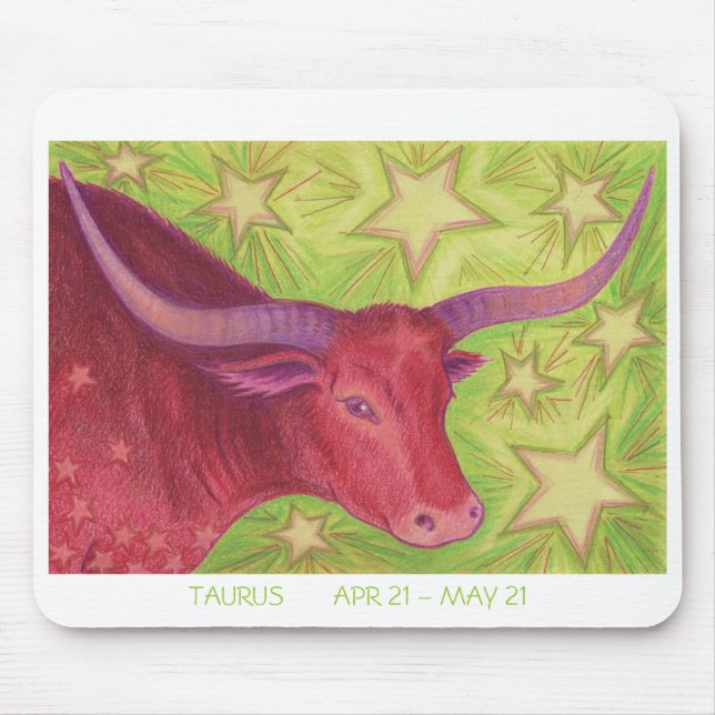 Tapis De Souris Zodiac Taurus mousepad frontière blanche (Devant)