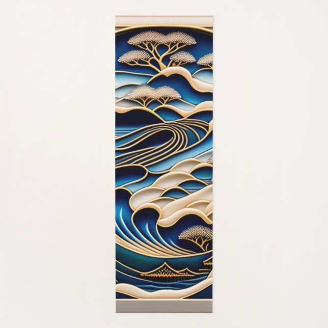 TAPIS DE YOGA ビンテージな日本の浮世絵北斎イズムとローファイアートが融合した着物柄の ヨガマット (Devant)