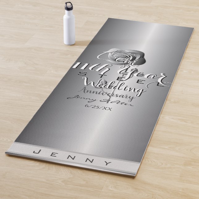 Tapis De Yoga 11e anniversaire Mariage Rose en acier (En situation)