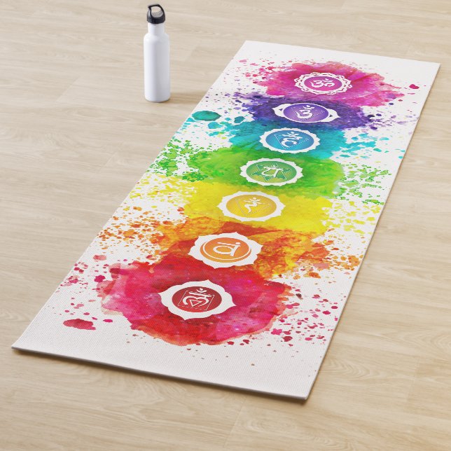 Tapis De Yoga 7 Chakras Aquarelle Yoga Mat - wc01 (En situation)