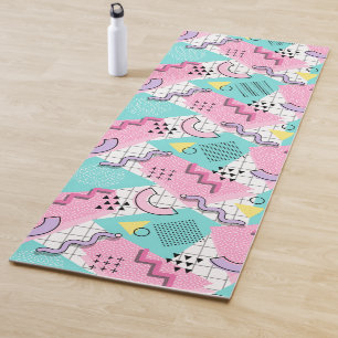 Tapis De Yoga 80's Memphis Active rose Turquoise