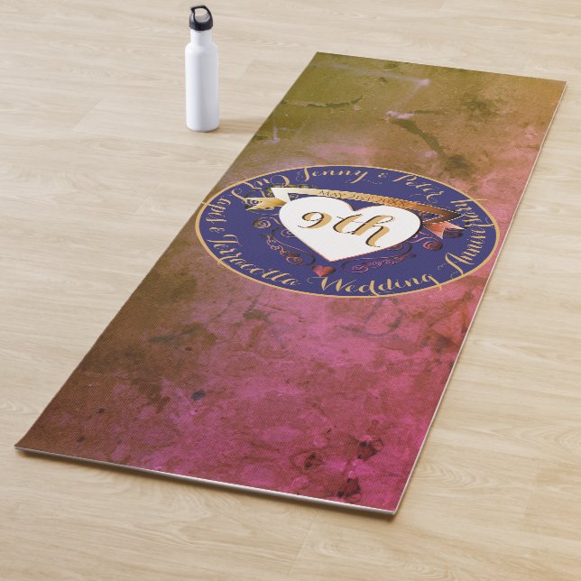 Tapis De Yoga 9ème anniversaire Mariage de Terracotta Lapis Lazu (En situation)