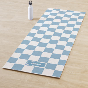 Tapis De Yoga À damiers personnalisée Iris Baby Blue