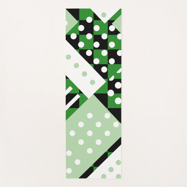 Tapis De Yoga À damiers vert foncé et vert clair (Devant)