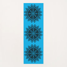 Tapis de yoga à la turquise et au mandala noir