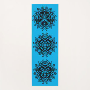 Tapis de yoga à la turquise et au mandala noir