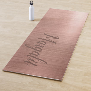Tapis de yoga à monogramme nominatif en or rose