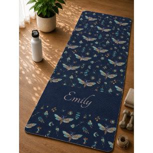 Tapis de Yoga à Motif de Papillon de Nuit Floral