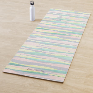 Tapis de Yoga à Motif Rayure Aquarelle Pastel