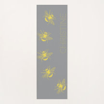 Abeilles jaunes Gray Yoga Mat