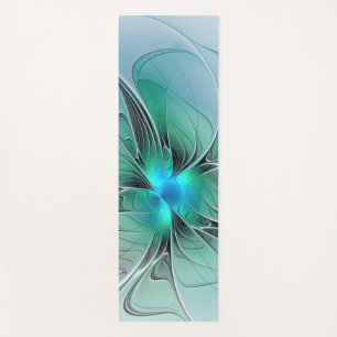 Tapis De Yoga Abstrait avec bleu, art fractal moderne